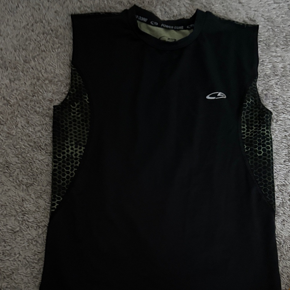Champion Black and Green Muscle Tee